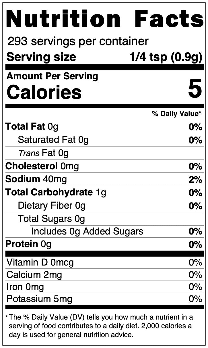 The "Hot" Legend BBQ Rub, Nutrition Facts